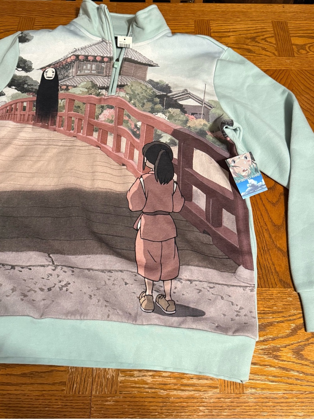 Studio Ghibli Spirited Away Chihiro & No Face Quarter Zip Sweatshirt Sz M NWT - Picture 4 of 16